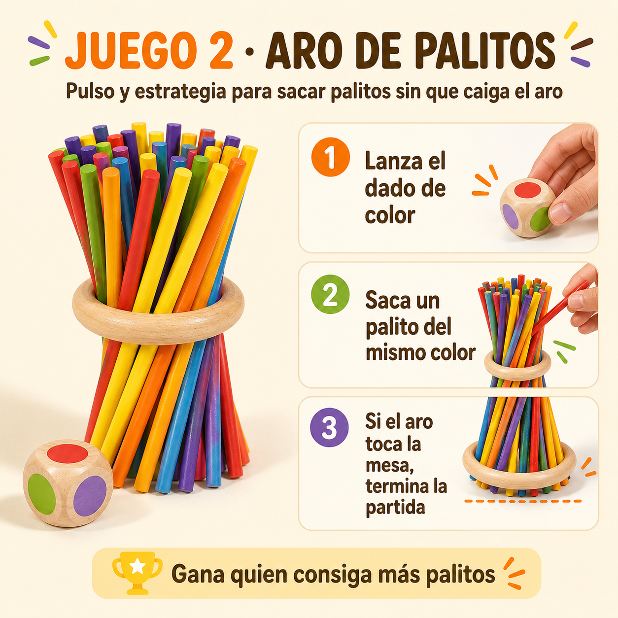 Juego Montessori Palitos de Madera Kidsy®