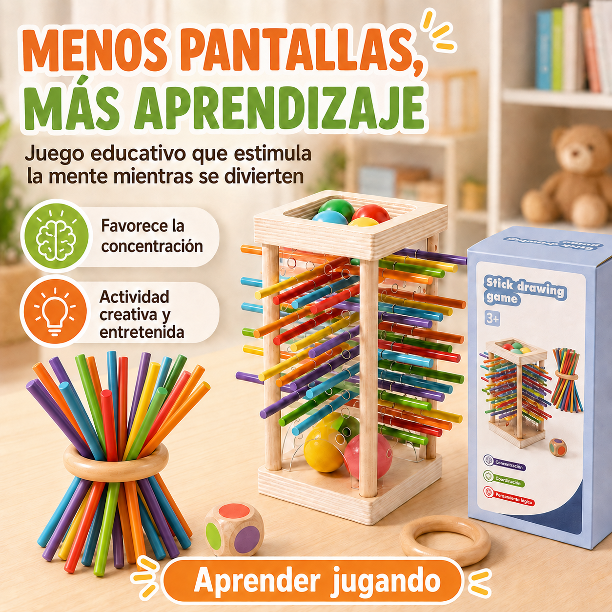 Juego Montessori Palitos de Madera Kidsy®