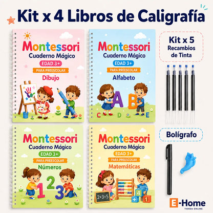 Kit x 4 Libros de Caligrafía con Tinta Mágica Reutilizable